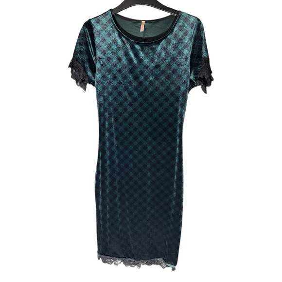 Vintage Velvet Lace Trim Midi Dress - Picture 3 of 3